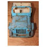 Vintage Blue Metal Toy Jeep