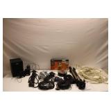 Assortment of Audio & Video Equipment - Includes Speakers, Cables, and Camera