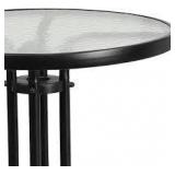 Flash Furniture Bellamy /Black Round Contemporary/Modern Dining Table, Glass Top with Black Metal Base 23.75-in L x 28-in H