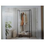 Single Shelf Garment Rack Black Metal with Natural Wood - Brightroom