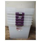 Lot of 5 Sterilite 66qt ClearView Latch Box Clear with Purple Latches