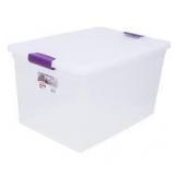 Lot of 6 Sterilite 66qt ClearView Latch Box Clear with Purple Latches