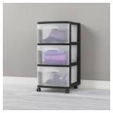 3 Drawer Medium Cart Black - Brightroom