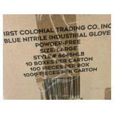 Blue Nitrile Industrial Gloves, Powder-Free, Size Large - 10 Boxes