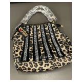 Like New Leopard Print Handbag with Embellishments