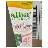 Alba Botanica Facial Sheer Shield Sunscreen SPF 45 - Lot of 6