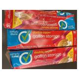 Group of 3 Simply Done Double Zipper Gallon Storage Bags - 38 Count Each