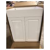 Glacier Bay 24 in. W x 21 in. D x 34 in. L Stainless Steel Laundry/Utility Sink with Faucet and Cabinet in White Damaged  Customer Returns See Pictures