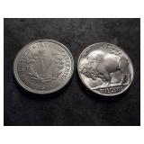 1883 V-Nickel No Cents & 1938 D Buffalo Nickel. Both In MS