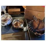 Silver and Glass Casserole Serving Dish and more