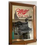 Miller High Life Beer Wildlife Mirror Loon Wolf and White Tailed Deer Minnesota Wildlife