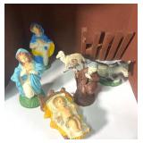 Vintage Wooden Manger Nativity Set with Some Figures