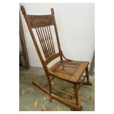 Vintage Cane Bottom Antique Rocking Chair Sewing Chair