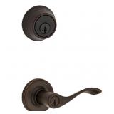 KWIKSET Lot of 2- Balboa Venetian Bronze Keyed Entry Door Handles and Single Cylinder Deadbolt Combo Packs featuring SmartKey and Microban