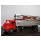 Large Orig Vintage SMITH MILLER Pressed Steel P.I.E. Semi Truck & Trailer