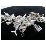 Wonderful Vintage Sterling Silver Charm Bracelet FULL of Sterling Silver Charms