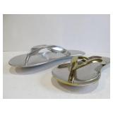 Lot of 5 Heavy Cast Aluminum Signed MARIPOSA Flip-Flop Chrome Sandal Trinket Trays