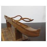 2 Vintage Handmade Hawaiian Outrigger Wooden Boat Displays