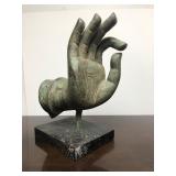 Fantastic Large Antique Bronze Hand of Buddha Sculpture