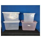 4 Storage Containers 20"x13"x13" and 17"x12"x11"