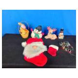 Christmas and Easter Decor: Santa, Reindeer, Lights, Snowman, Basket with Bunny, Etc.