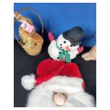 Christmas and Easter Decor: Santa, Reindeer, Lights, Snowman, Basket with Bunny, Etc.