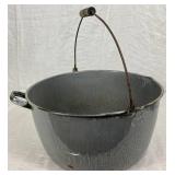 Vintage Graniteware and Enamelware Collection- Bowls, Cups, Pitcher, Large Cookpot with strainer and ladle