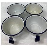 Vintage Graniteware and Enamelware Collection- Bowls, Cups, Pitcher, Large Cookpot with strainer and ladle