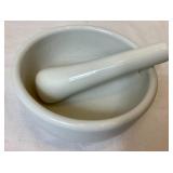 3 Vintage Mortar & Pestle - Marble, Porcelain and Wood