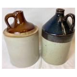 Vintage Primitive Stoneware Whiskey Jugs