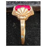 10K Gold Lab Grown Ruby Ring size 7.25