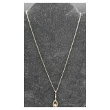 10K Gold and Diamond Pendant with Sterling Silver Chain 17" Chain