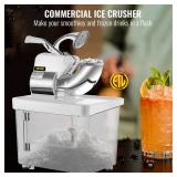 Vevor 1150 oz. Commercial Ice Crusher 440 LBS/H 300W Black Snow Cone Machine Stainless Steel Shaved Ice Machine, 110V