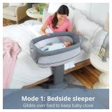 Chicco Close to You 3-in-1 Bedside Bassinet, Portable Newborn Bassinet with Wheels, Adjustable-Height Changing Table | Heather Grey/Grey