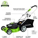 Greenworks 20" Electric Corded Lawn Mower Model # 25022 with Grass / Leaf Bagger