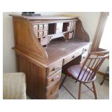 Vintage roll top desk and spindle chair