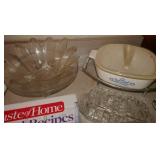 Group of misc kitchen glassware, knives, soup tureen