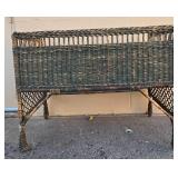 Vintage Woven Rattan Desk with 5 Drawers - Exquisite Home Decor