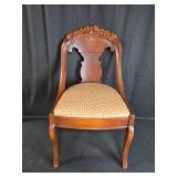 Pair of Vintage Ornate Wooden Dining Chairs with Upholstered Seats