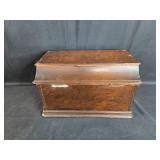 Vintage Wooden Chest with Red Interior Lining