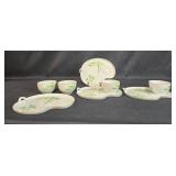 Set of 5 Noritake Bamboo Design Porcelain Serving Platters and Cups