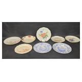 Collection of 8 Vintage Decorative Plates - Floral and Scenic Designs