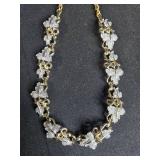 Vintage Floral Design Jewelry Set - Necklace and Clip Earrings