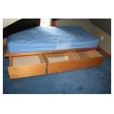 Queen-Size Platform Bed with Storage Drawers - Light Wood Finish