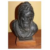 Vintage Michelangelo Bust Sculpture - Detailed Textured Finish