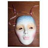 Decorative Vintage Porcelain Mask by Lorrie, N.O. La - 1985