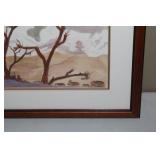 Framed Watercolor Landscape by M. Ambrosini - Signed Artwork