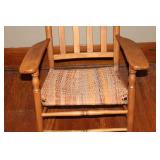 Vintage Wooden Rocking Chair with Woven Seat - Classic Design