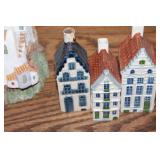 Collection of 4 Vintage Ceramic Houses - Blue Delft Design