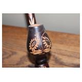 Decorative Wooden Smoking Pipe Stand with Floral Inlays